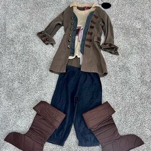 Disney Captain Jack Sparrow Pirate Costume with Brown Jacket and Boots
